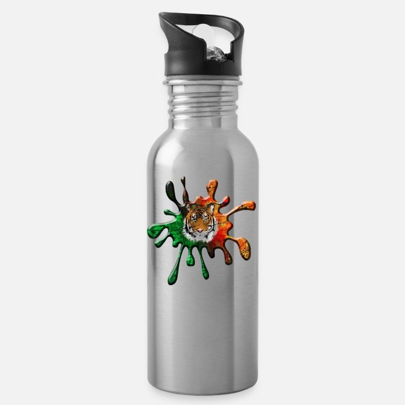 Tiger - Trinkflasche mit integriertem Trinkhalm - Lightsilver