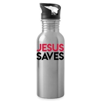 Jesus Saves - Water bottle with straw - silver - Right