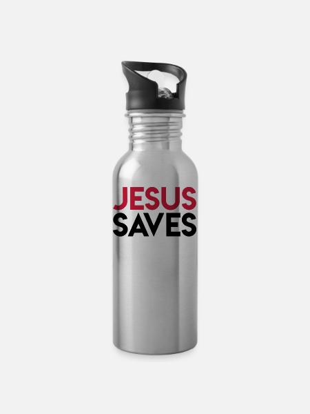 Jesus Saves - Gourde avec paille intégrée - argent clair