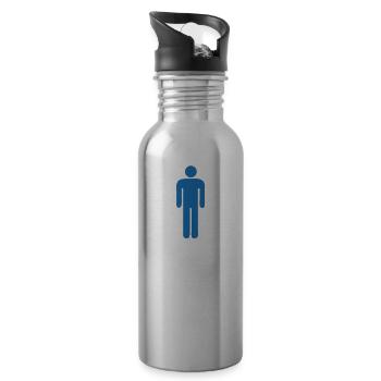 Mann WC - Trinkflasche mit integriertem Trinkhalm - Lightsilver - Rechts