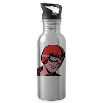 Cool motorcyclist - Water bottle with straw - silver - Right