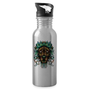 Couleur de lion - Gourde avec paille intégrée - argent clair - Droite