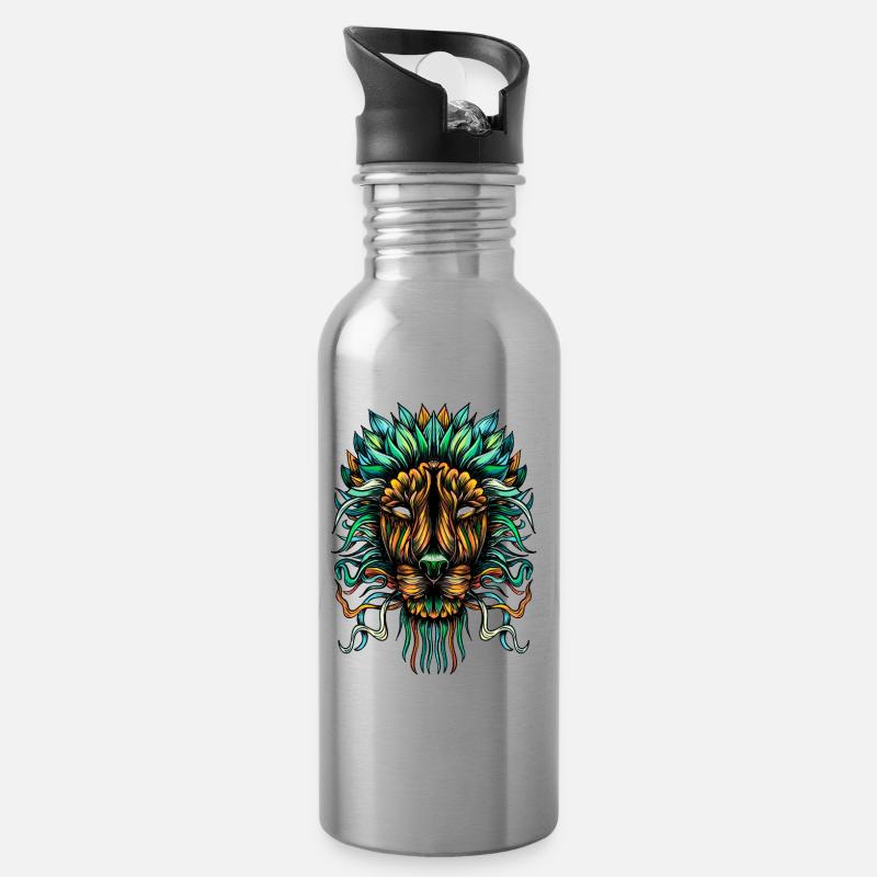 Couleur de lion - Gourde avec paille intégrée - argent clair