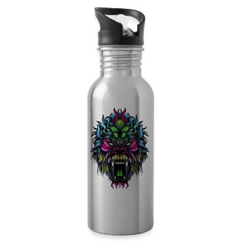 Gorilla Farbe - Trinkflasche mit integriertem Trinkhalm - Lightsilver - Rechts