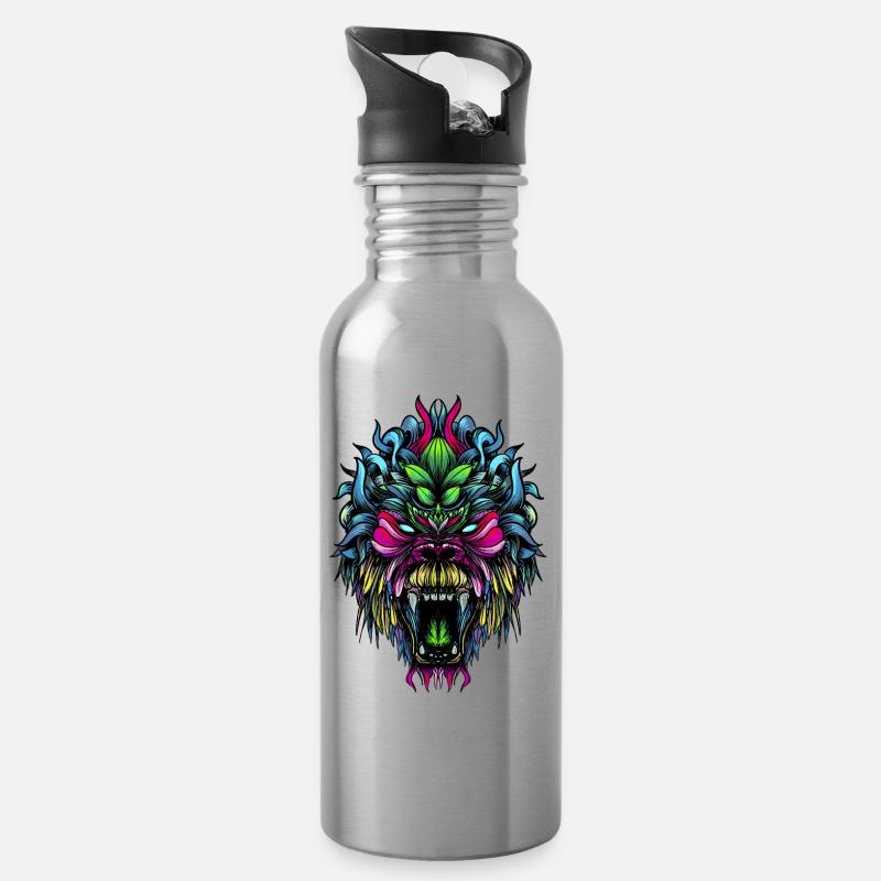 Gorilla Color - Water bottle with straw - silver