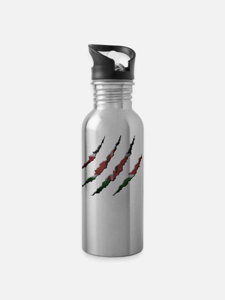 Kenia - Trinkflasche mit integriertem Trinkhalm - Lightsilver