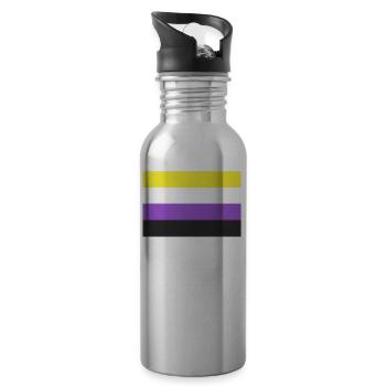 Non-binary flag - Water bottle with straw - silver - Right