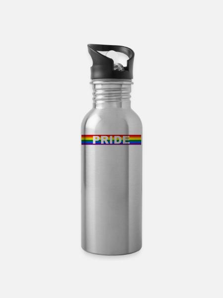 LGBT PRIDE - Trinkflasche mit integriertem Trinkhalm - Lightsilver