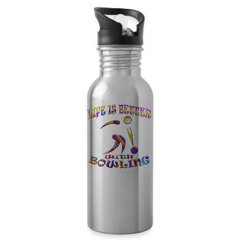 Bowling - Trinkflasche mit integriertem Trinkhalm - Lightsilver - Rechts