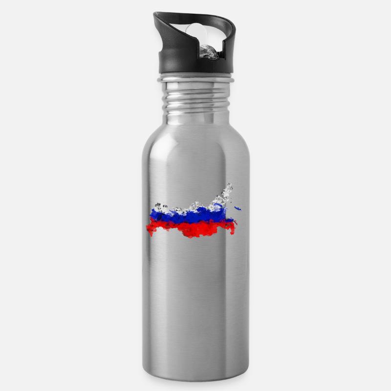 RUSSIE DRAPEAU RUSSIE GRAFFITI LAND - Gourde avec paille intégrée - argent clair