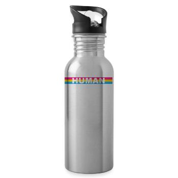 Pansexuell HUMAN - Trinkflasche mit integriertem Trinkhalm - Lightsilver - Rechts
