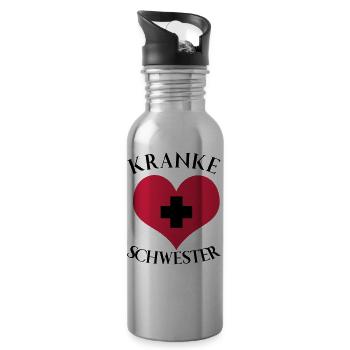 Krankenschwester Kranke Schwester Medizin Job - Trinkflasche mit integriertem Trinkhalm - Lightsilver - Rechts