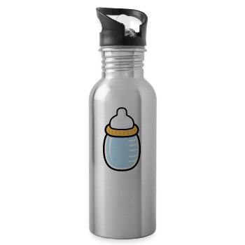 Bébé Bottle - Idée cadeau de bébé - Gourde avec paille intégrée - argent clair - Droite