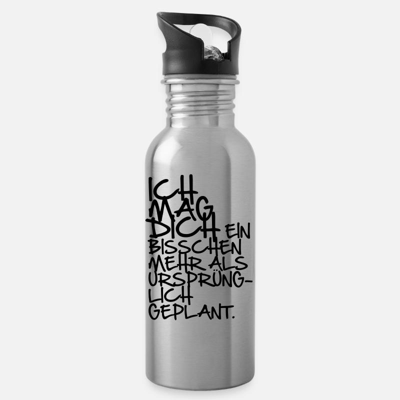 Ich mag dich ein bisschen mehr - Trinkflasche mit integriertem Trinkhalm - Lightsilver