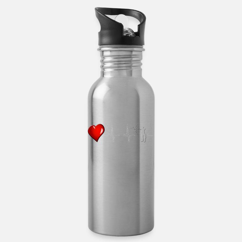 Bogenschießen - Trinkflasche mit integriertem Trinkhalm - Lightsilver