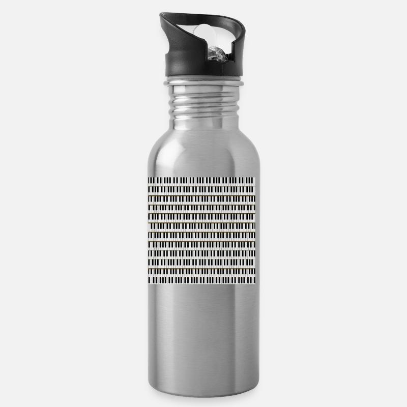 Piano keyboard - Water bottle with straw - silver