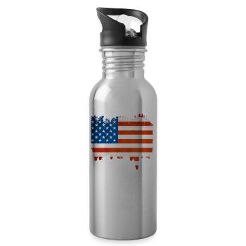 USA - Gourde avec paille intégrée - argent clair - Droite