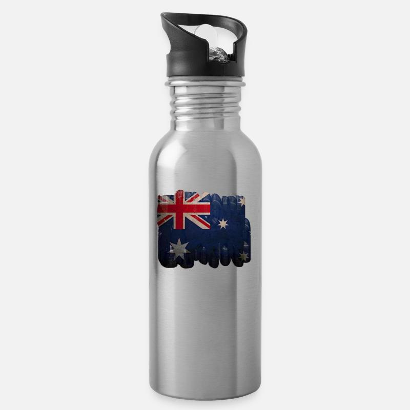 Australien - Trinkflasche mit integriertem Trinkhalm - Lightsilver
