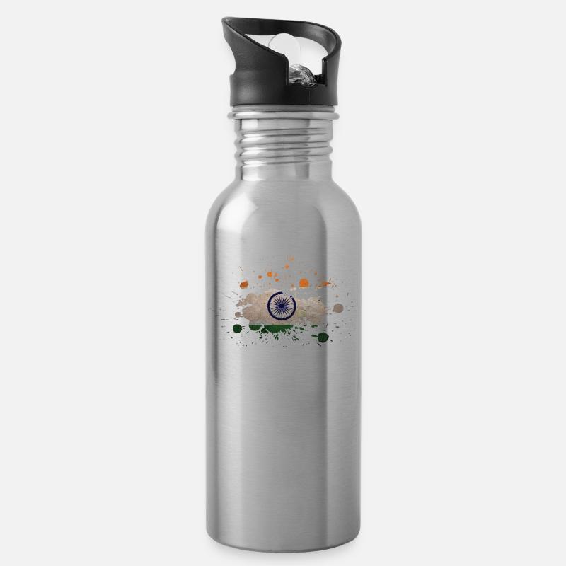 India - Water bottle with straw - silver