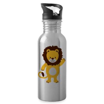 cute_lion - Water bottle with straw - silver - Right