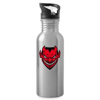 Halloween devil - Water bottle with straw - silver - Right