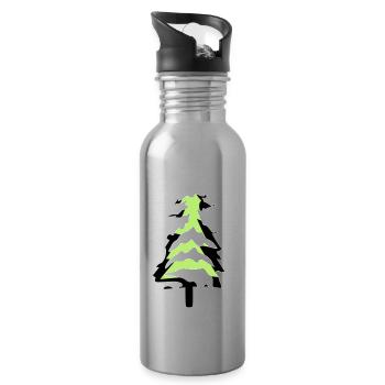 schnee kalt weihnachtsbaum tannenbaum tanne sterne - Trinkflasche mit integriertem Trinkhalm - Lightsilver - Rechts