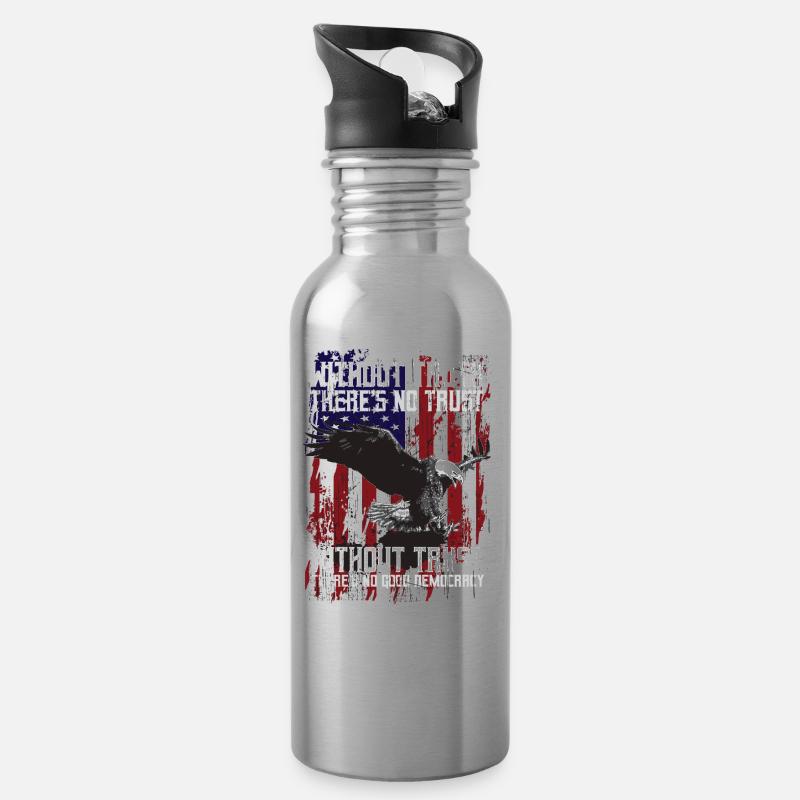 Truth confidence democracy eagle america - Water bottle with straw - silver
