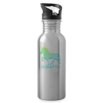 Icelandic Horse : Cheval de cheval de l’Islande Pony Merch - Gourde avec paille intégrée - argent clair - Droite