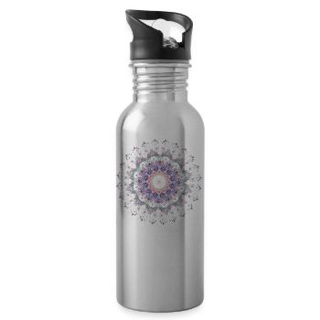 Weiße Mandala - Trinkflasche mit integriertem Trinkhalm - Lightsilver - Rechts