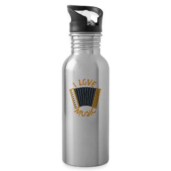 Accordion Music Love Sheet Music Instrument Orchestra - Water bottle with straw - silver - Right