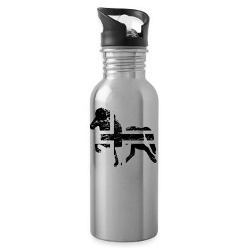 Icelandic Horse: Islandpferd Pferd Pony Merch - Trinkflasche mit integriertem Trinkhalm - Lightsilver - Rechts