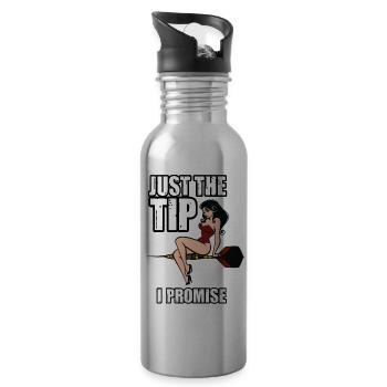 Lustiges Dart Pinup Team Turnier Spieler Geschenk - Trinkflasche mit integriertem Trinkhalm - Lightsilver - Rechts