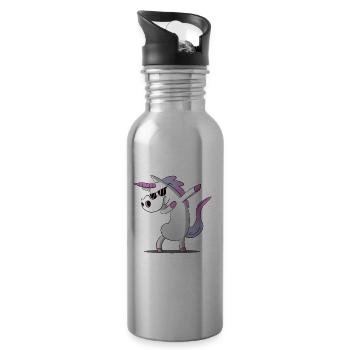 Unicorn / Unicorn - cool hipster - Water bottle with straw - silver - Right