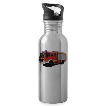 Fire department, fire engine, gift - Water bottle with straw - silver - Right