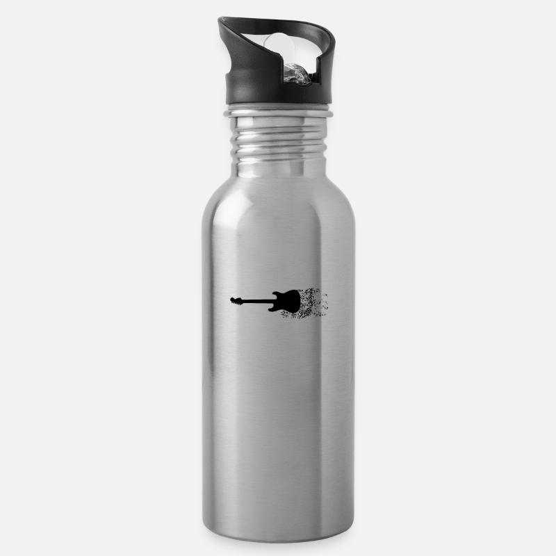 Guitar - Guitar - Water bottle with straw - silver