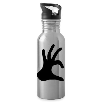 hand zeichen halbes herz liebe verliebt handherz f - Trinkflasche mit integriertem Trinkhalm - Lightsilver - Rechts