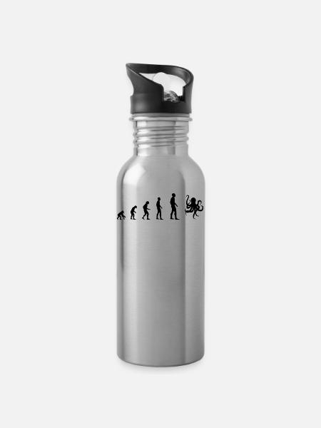 Kraken – Evolution - Trinkflasche mit integriertem Trinkhalm - Lightsilver