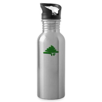 Libanon Zeder grün - Trinkflasche mit integriertem Trinkhalm - Lightsilver - Rechts