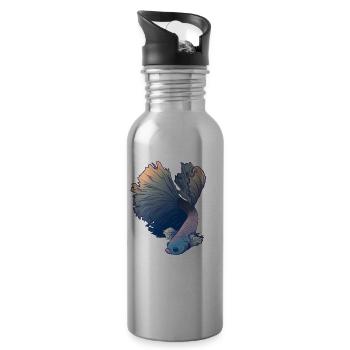 Betta Splendens Kampffisch Labyrinthfisch Geschenk - Trinkflasche mit integriertem Trinkhalm - Lightsilver - Rechts