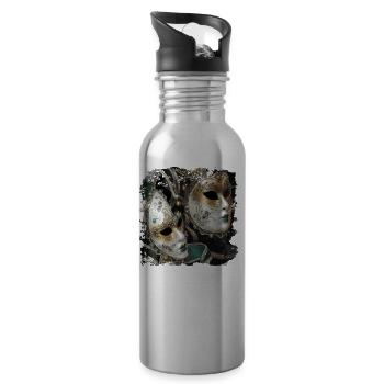 Masks for the carnival in Venice - Water bottle with straw - silver - Right