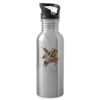 Einhorn Schädel Blumen - Gourde avec paille intégrée - argent clair - Droite