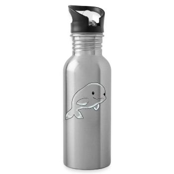 Belugawal Weißer Wal Meer Fisch Kinder - Trinkflasche mit integriertem Trinkhalm - Lightsilver - Rechts