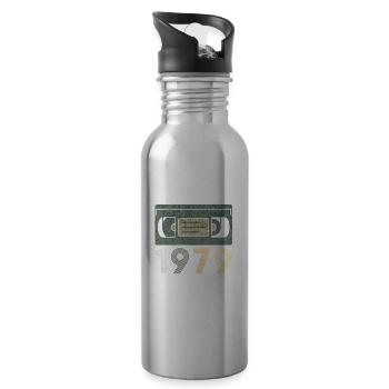 Vintage 1979 - Trinkflasche mit integriertem Trinkhalm - Lightsilver - Rechts