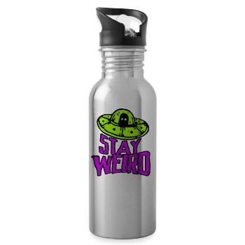Restez étrange Alien Ufo Believer - Gourde avec paille intégrée - argent clair - Droite