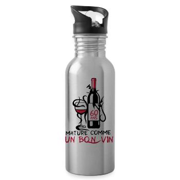 60 ans mature bouteille vin anniversaire - Gourde avec paille intégrée - argent clair - Droite