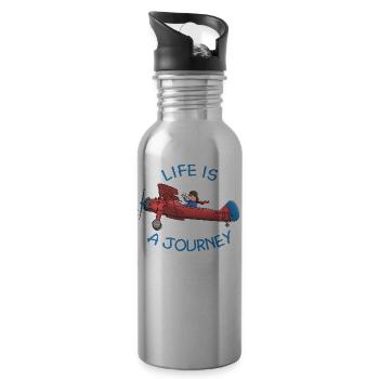 Flugzeug - life is a journey - Trinkflasche mit integriertem Trinkhalm - Lightsilver - Rechts