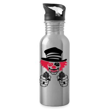 bad circus clown - Water bottle with straw - silver - Right
