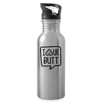 I love nut your butt arsch lustiges Geschenk - Trinkflasche mit integriertem Trinkhalm - Lightsilver - Rechts