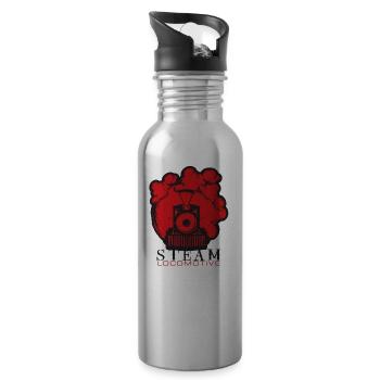 Steam locomotive - Water bottle with straw - silver - Right