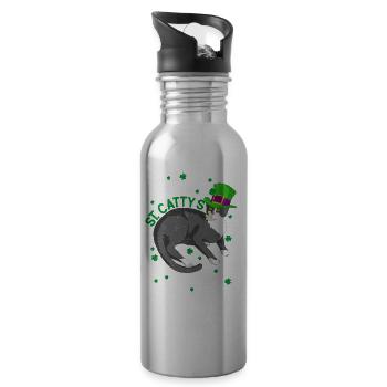 Happy St. Cattys Day - Water bottle with straw - silver - Right